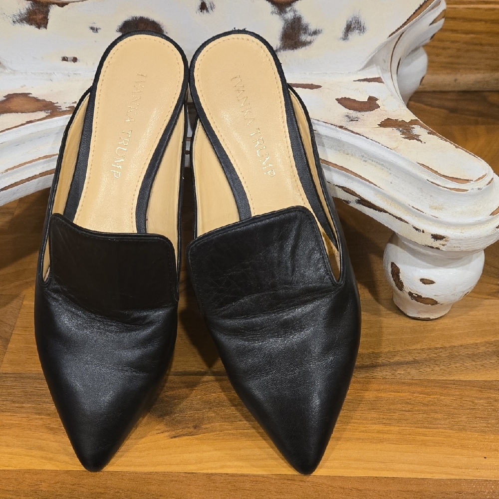 Ivanka Trump Black Leather Mules